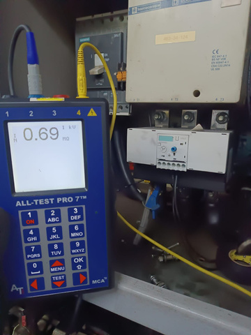 Antes — Isolação 0,69 MΩ (risco iminente de curto-circuito)